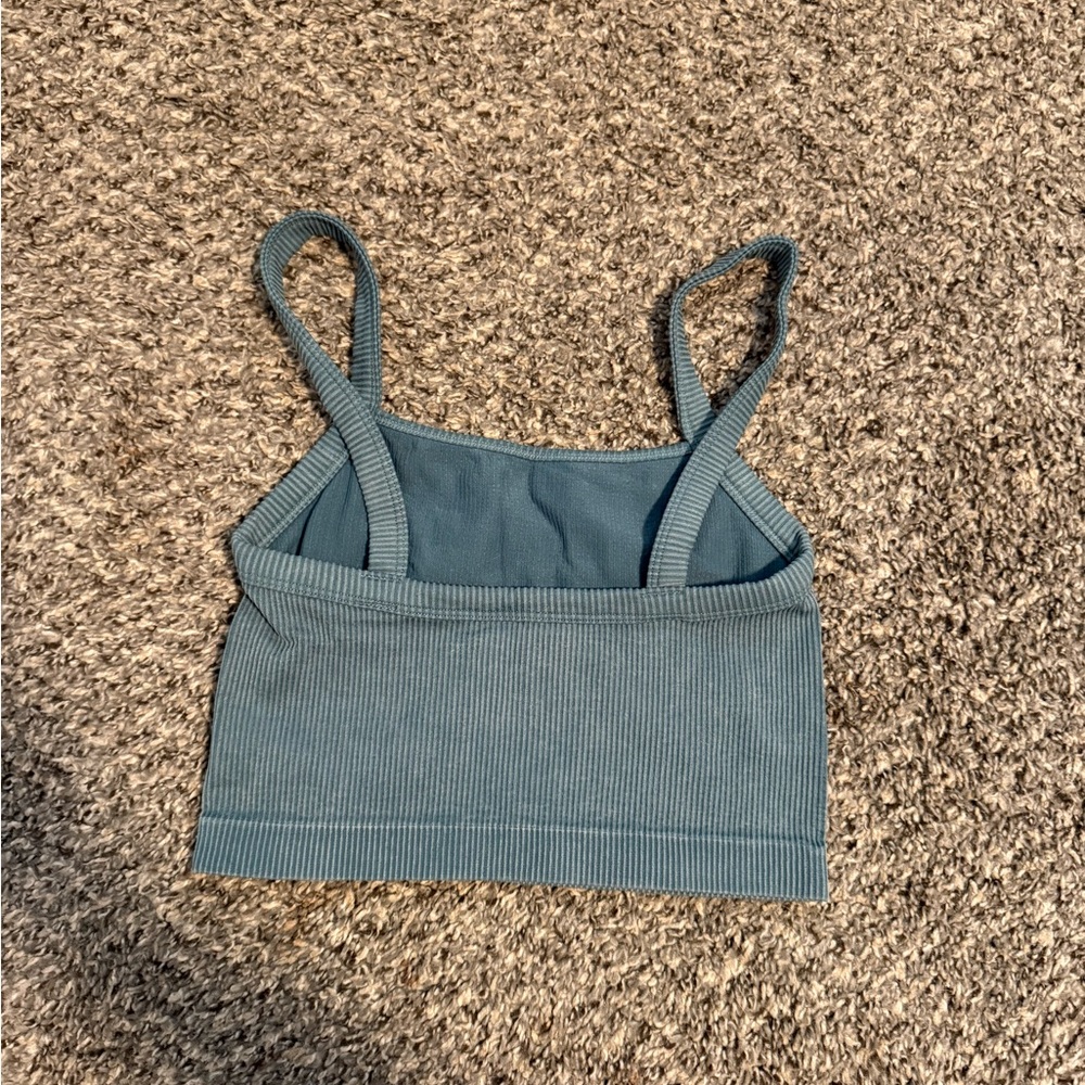 Colsie Ribbed Teal Crop Top - Picture 3 of 3